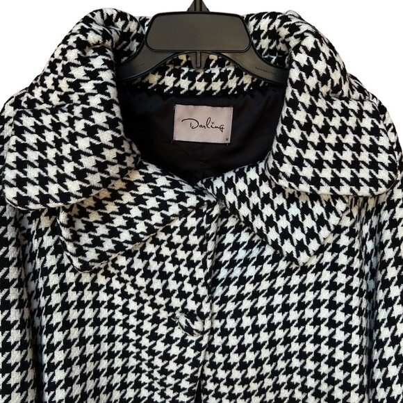 Darling Womens Karmen Black White Houndstooth Swing Jacket Double Collar Med - Picture 4 of 16